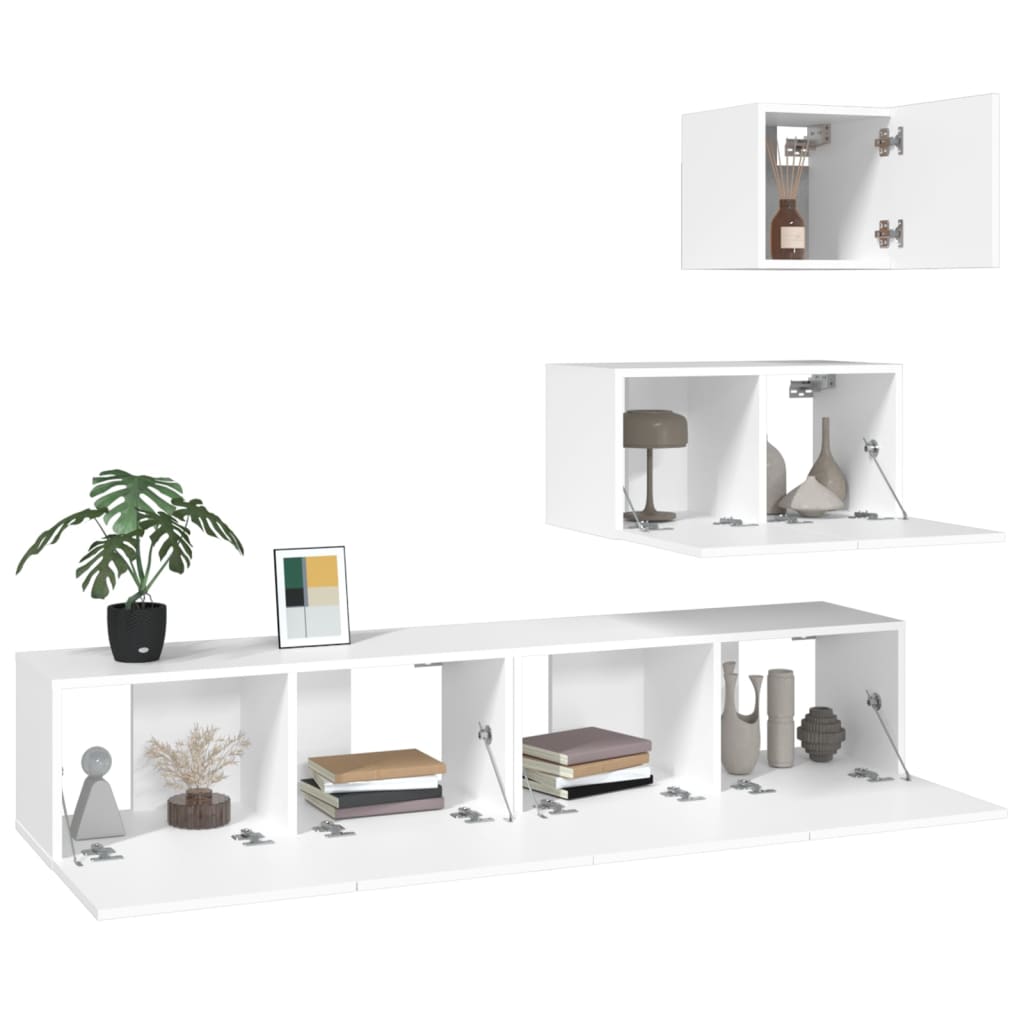 4-Delige Tv-Meubelset Bewerkt Hout 60/80 cm