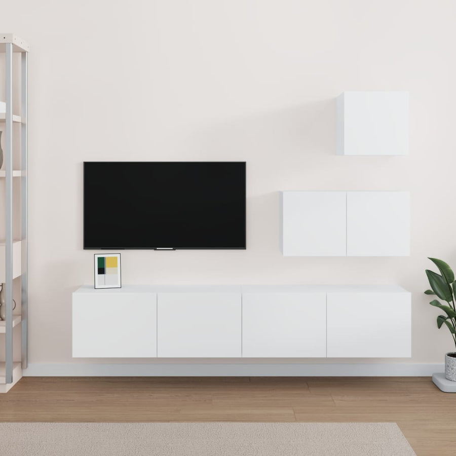 4-Delige Tv-Meubelset Bewerkt Hout 60/80 cm