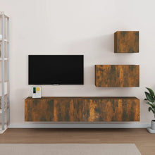 -Delige Tv-Meubelset Bewerkt Hout Kleurig 60/80 x 30 x 30 cm Gerookt eiken