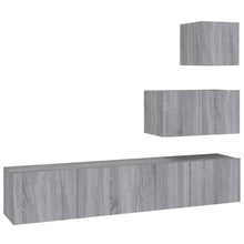 -Delige Tv-Meubelset Bewerkt Hout Eikenkleurig 60/80 x 30 x 30 cm Grijs sonoma