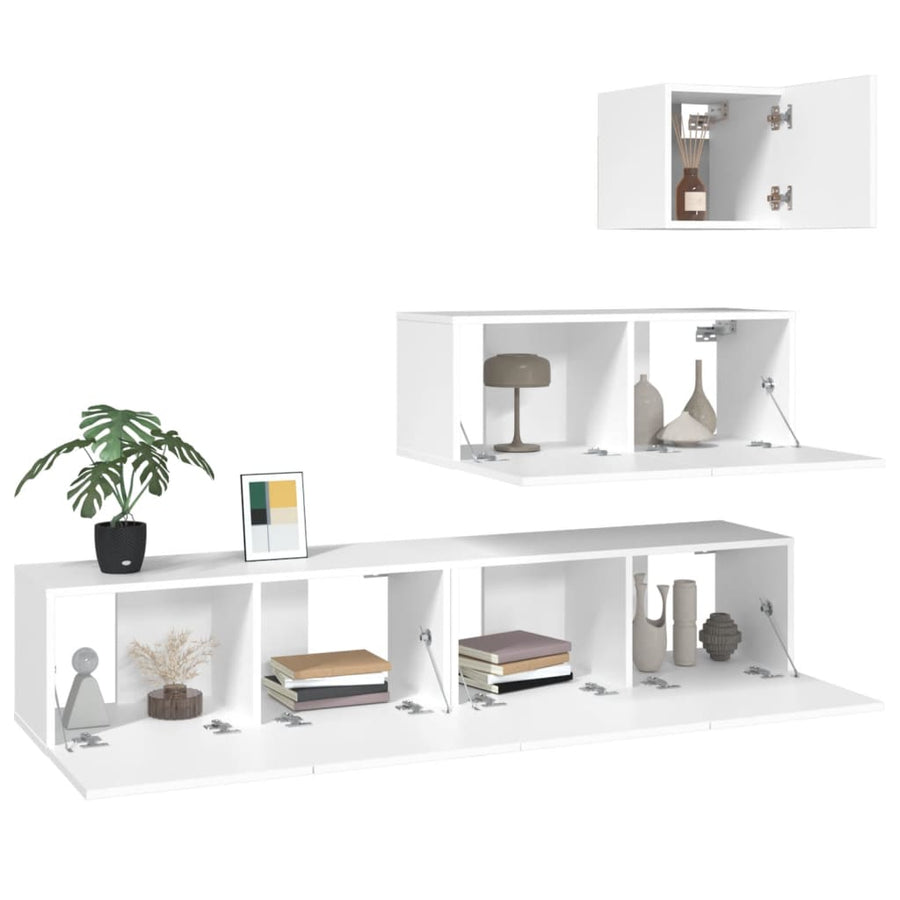 -Delige Tv-Meubelset Bewerkt Hout 80 x 30 x 30 cm Wit