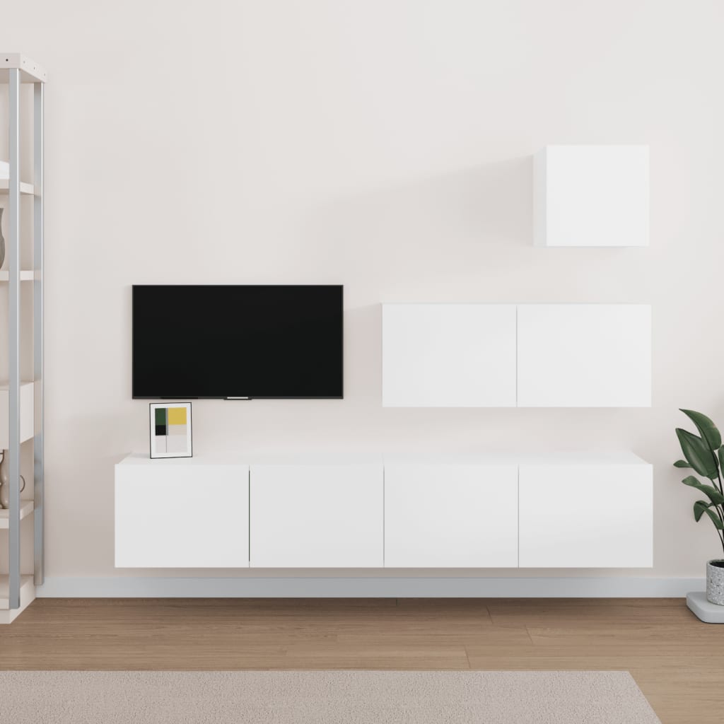 -Delige Tv-Meubelset Bewerkt Hout 80 x 30 x 30 cm Wit