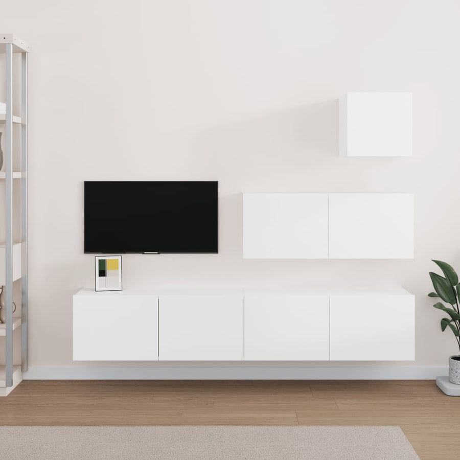 -Delige Tv-Meubelset Bewerkt Hout 80 x 30 x 30 cm Wit