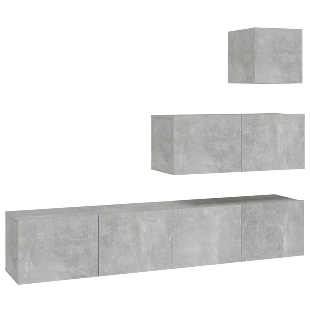 -Delige Tv-Meubelset Bewerkt Hout 80 x 30 x 30 cm Betongrijs