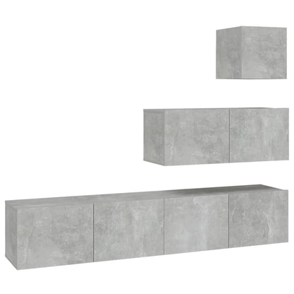 -Delige Tv-Meubelset Bewerkt Hout 80 x 30 x 30 cm Betongrijs