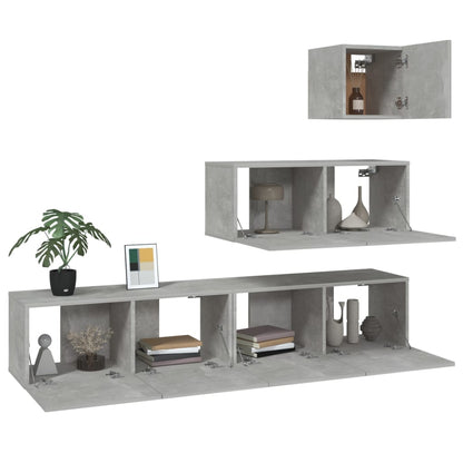 -Delige Tv-Meubelset Bewerkt Hout 80 x 30 x 30 cm Betongrijs