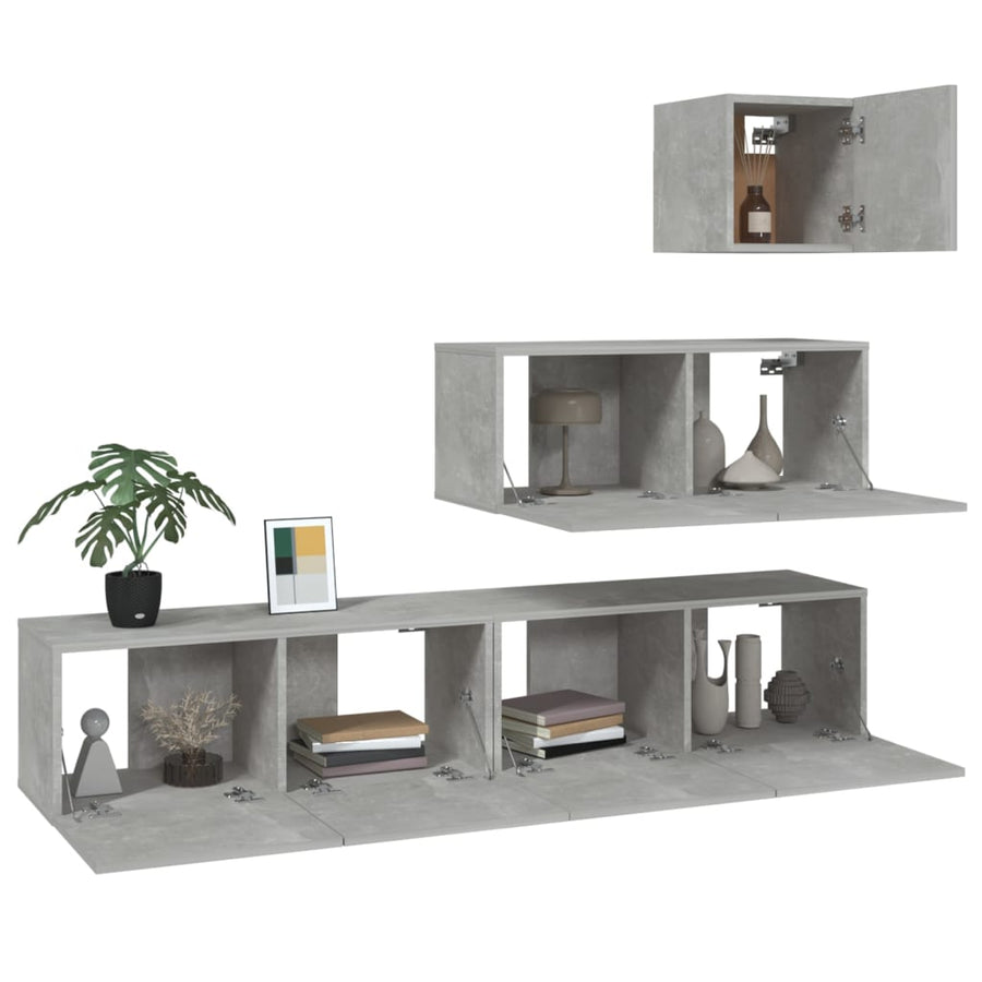 -Delige Tv-Meubelset Bewerkt Hout 80 x 30 x 30 cm Betongrijs