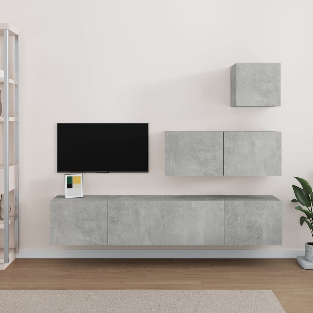 -Delige Tv-Meubelset Bewerkt Hout 80 x 30 x 30 cm Betongrijs