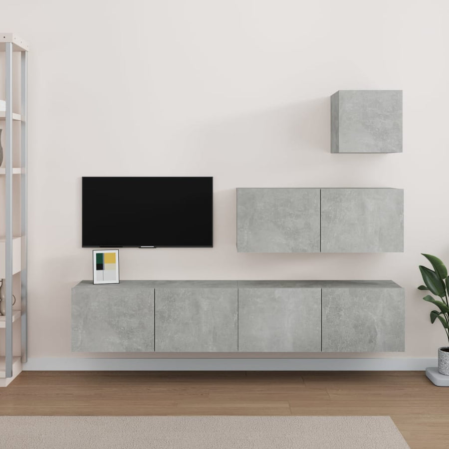 -Delige Tv-Meubelset Bewerkt Hout 80 x 30 x 30 cm Betongrijs