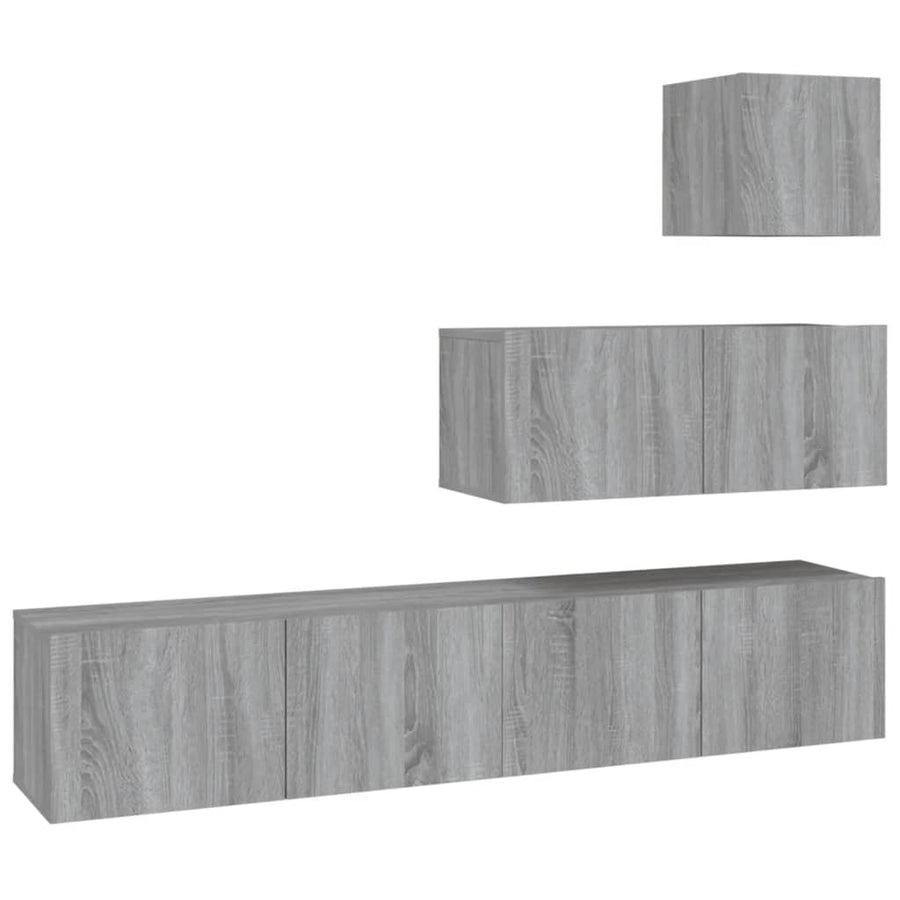 -Delige Tv-Meubelset Bewerkt Hout Eikenkleurig 80 x 30 x 30 cm Grijs sonoma