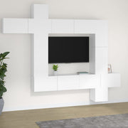 Tv-meubelset 9-delig bewerkt hout wit