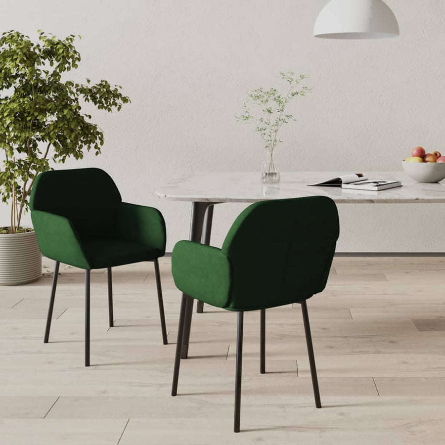 Eetkamerstoelen 2 St Fluweel Donkergroen