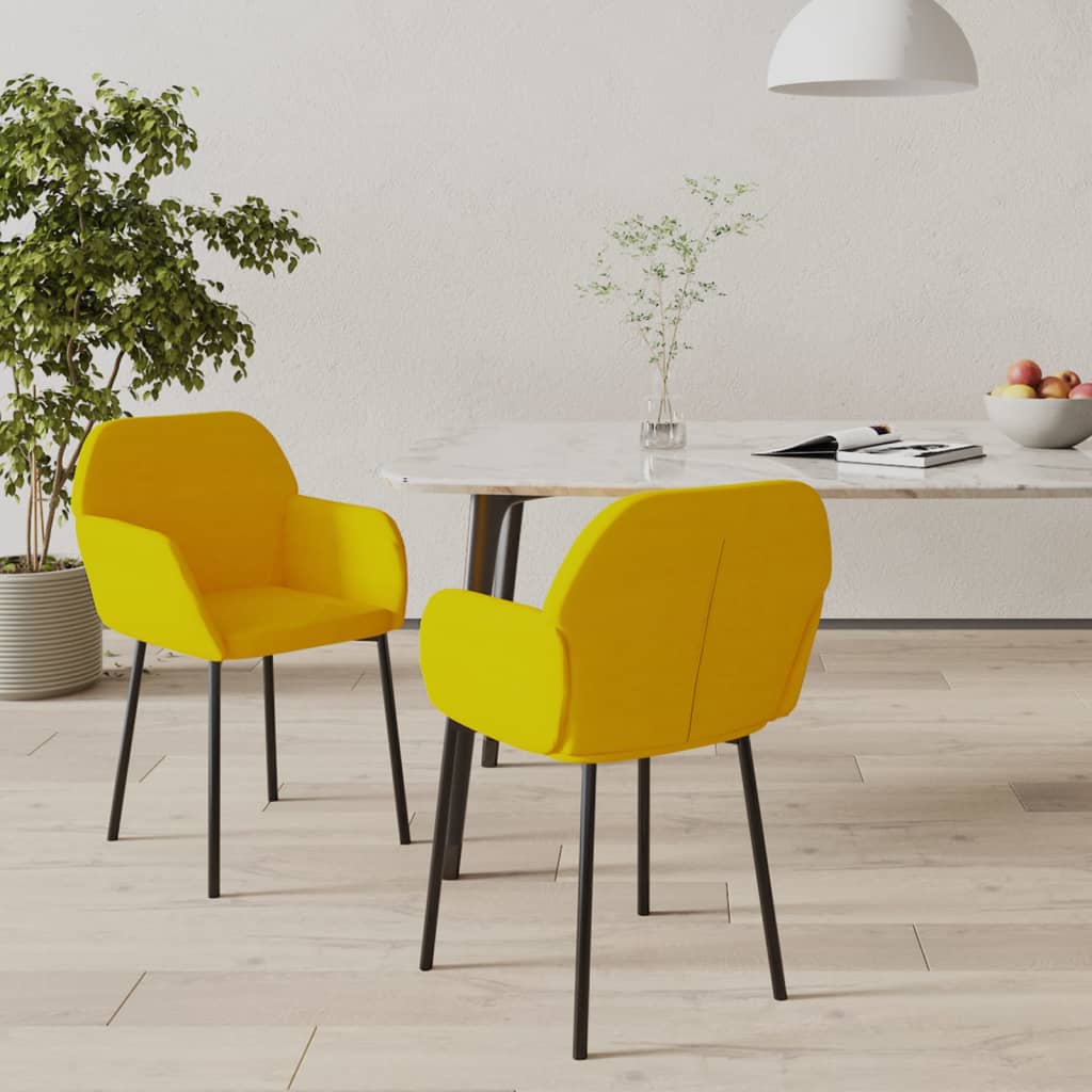 Eetkamerstoelen 2 St Fluweel Geel