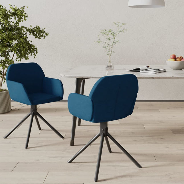 Eetkamerstoelen Draaibaar Fluweel Blauw