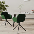 Dining chairs swivel 2 pcs velvet dark green