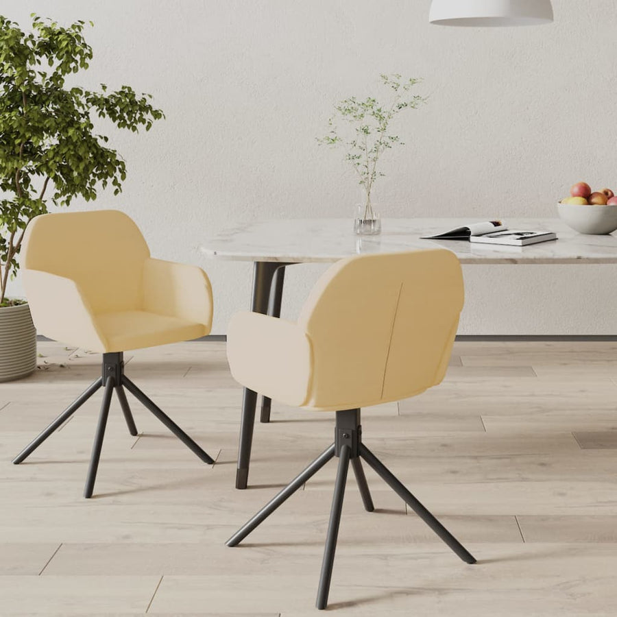 Eetkamerstoelen Draaibaar Fluweel Kleurig Crème