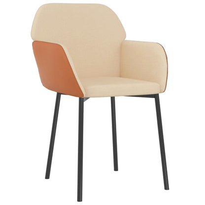 Eetkamerstoelen 2 st stof en kunstleer crèmekleurig