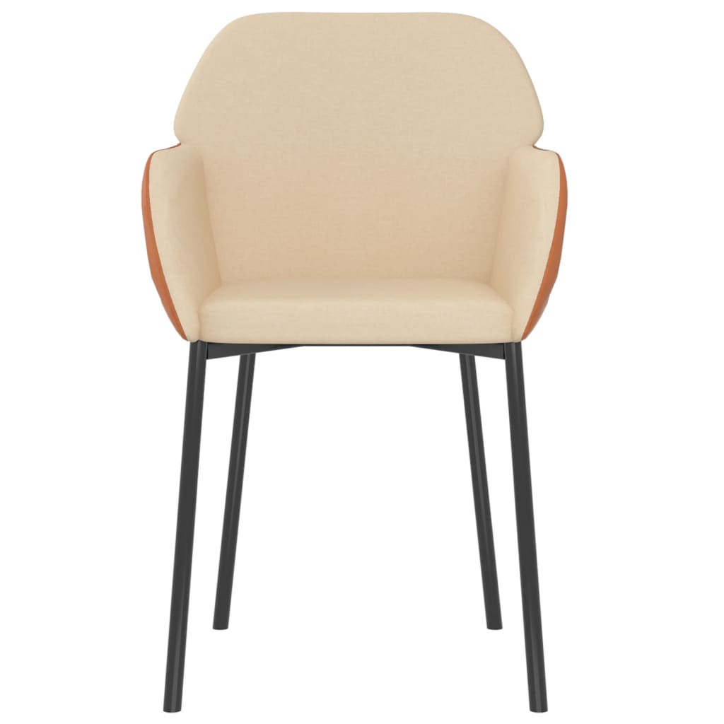 Eetkamerstoelen 2 st stof en kunstleer crèmekleurig