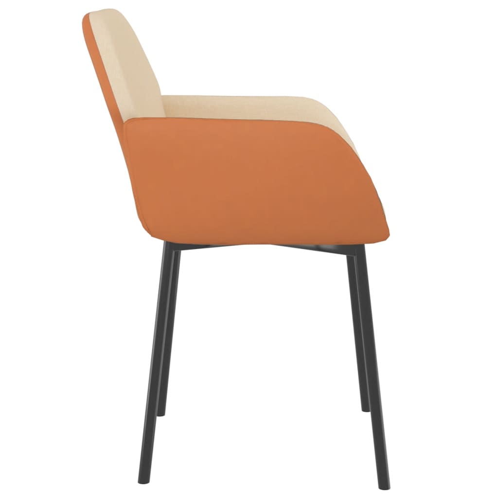 Eetkamerstoelen 2 st stof en kunstleer crèmekleurig