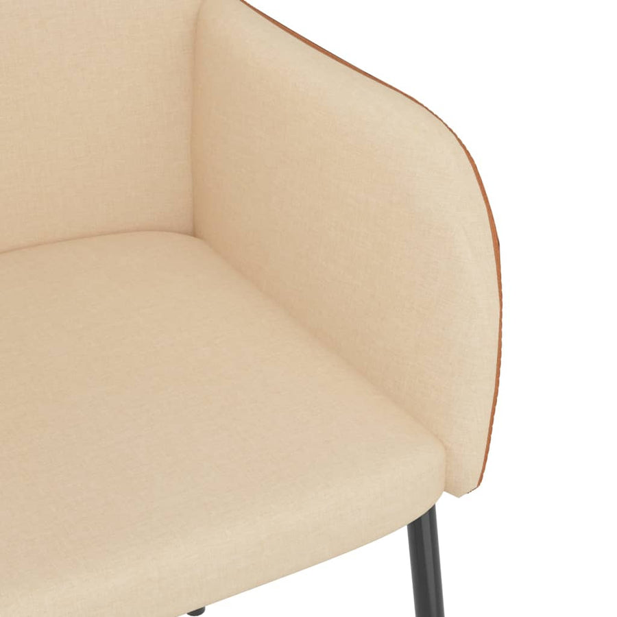 Eetkamerstoelen 2 st stof en kunstleer crèmekleurig
