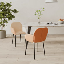 Eetkamerstoelen 2 st stof en kunstleer crèmekleurig