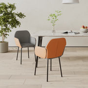 Eetkamerstoelen stof kunstleer lichtgrijs