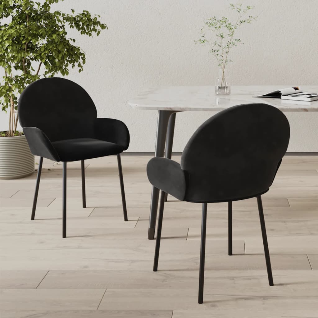 Eetkamerstoelen 2 st fluweel zwart