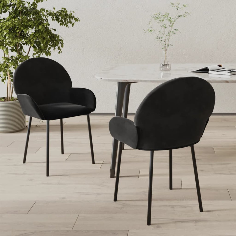 Eetkamerstoelen 2 st fluweel zwart