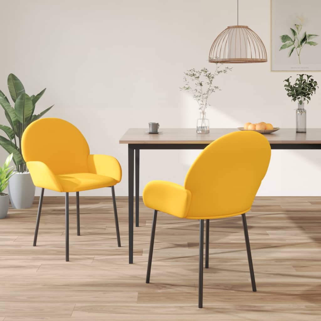 Eetkamerstoelen 2 St Fluweel Geel