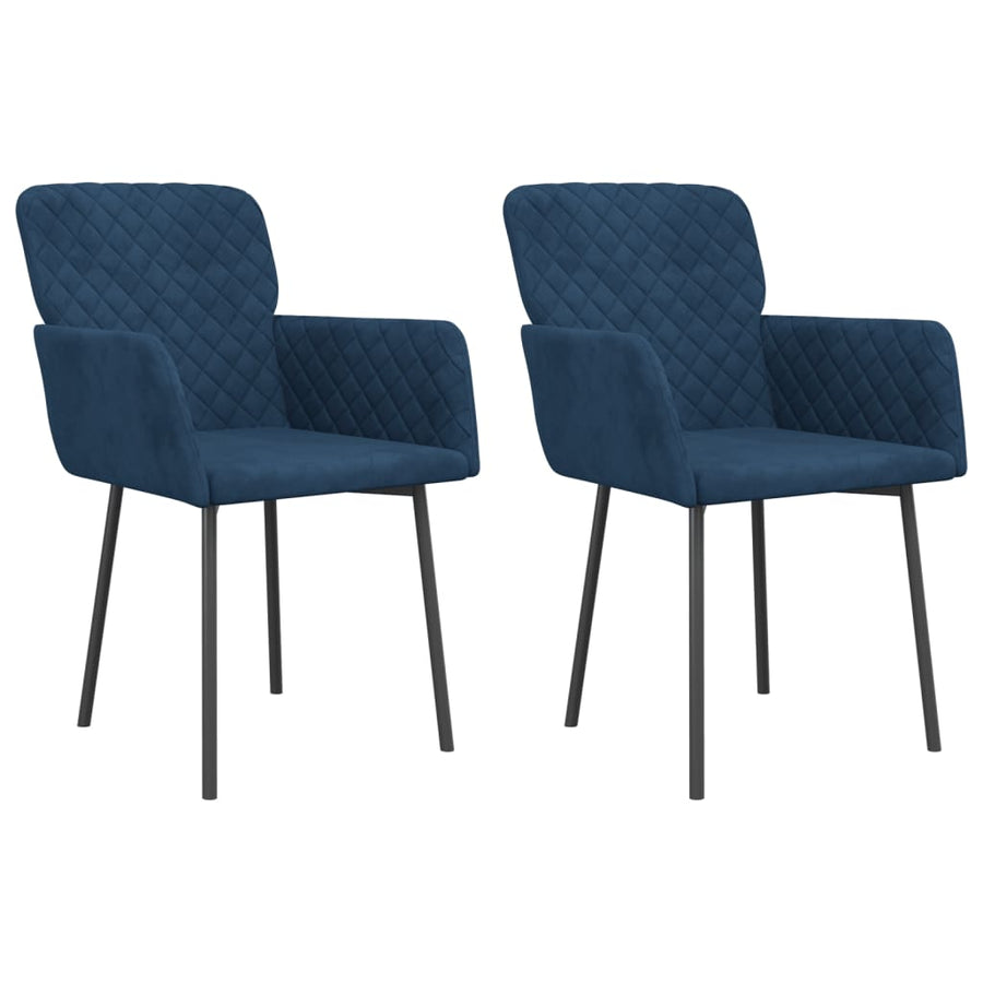 Eetkamerstoelen 2 st fluweel blauw Blauw