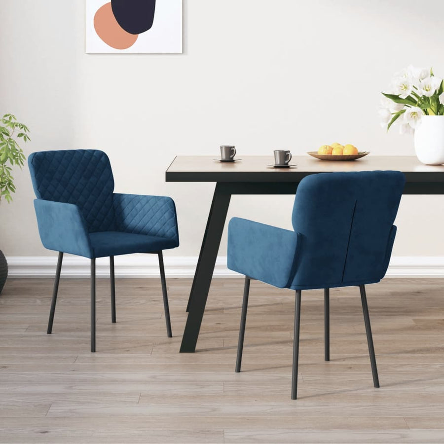 Eetkamerstoelen 2 st fluweel blauw Blauw