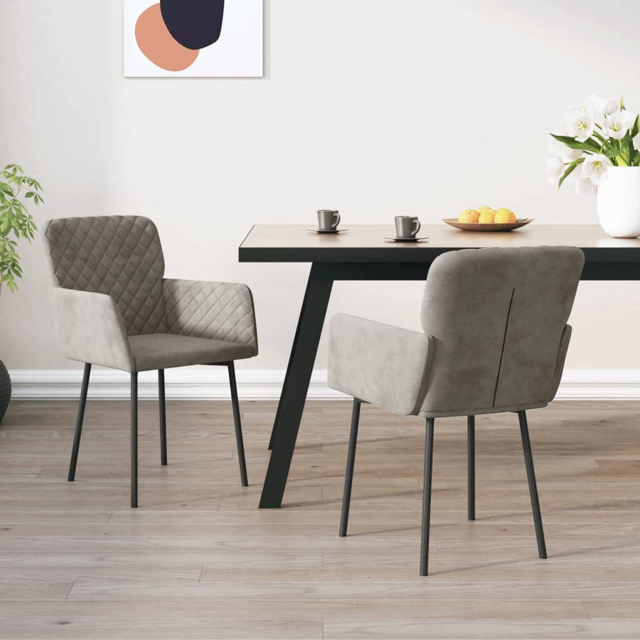 Eetkamerstoelen 2 st fluweel lichtgrijs Lichtgrijs