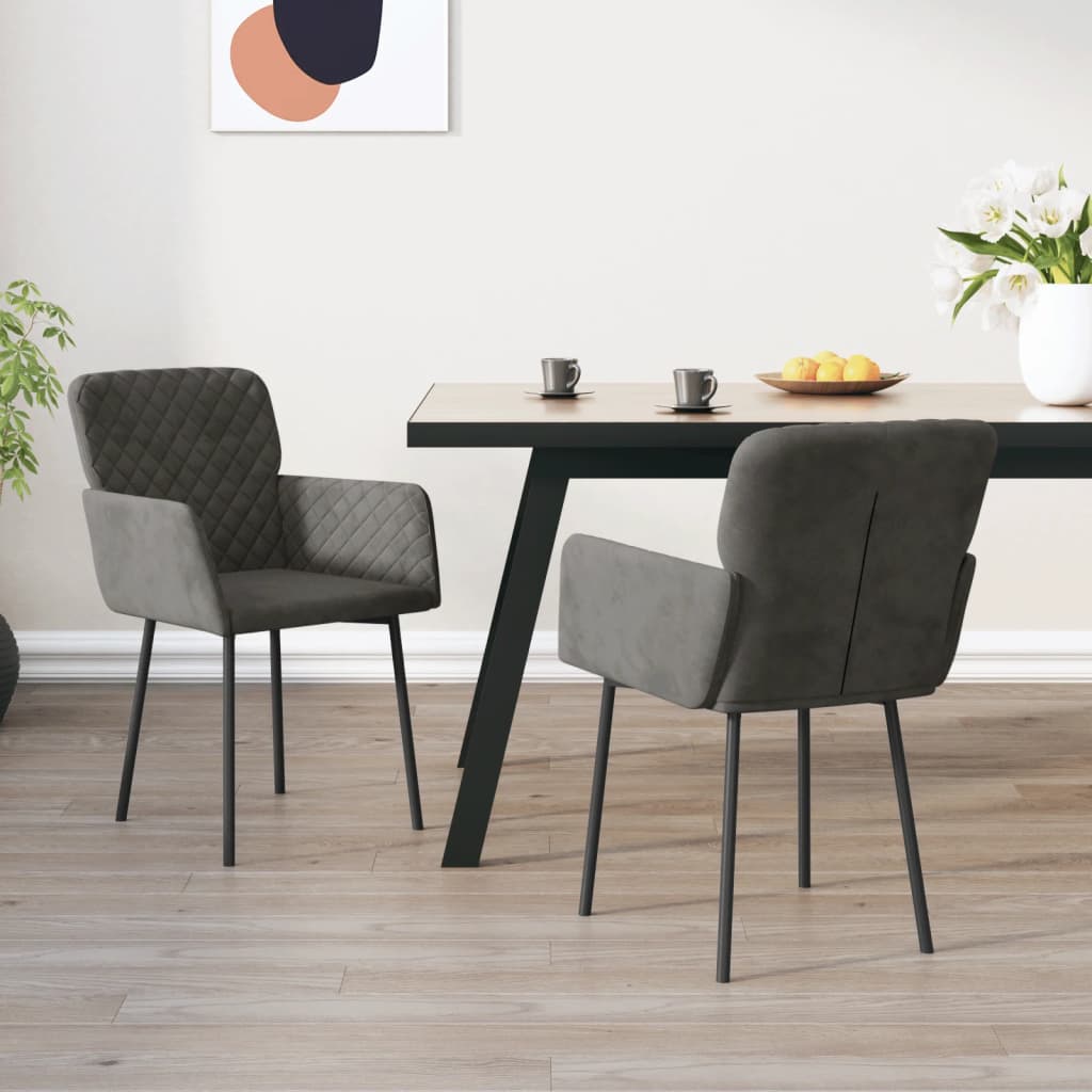 Eetkamerstoelen Fluweel Donkergrijs