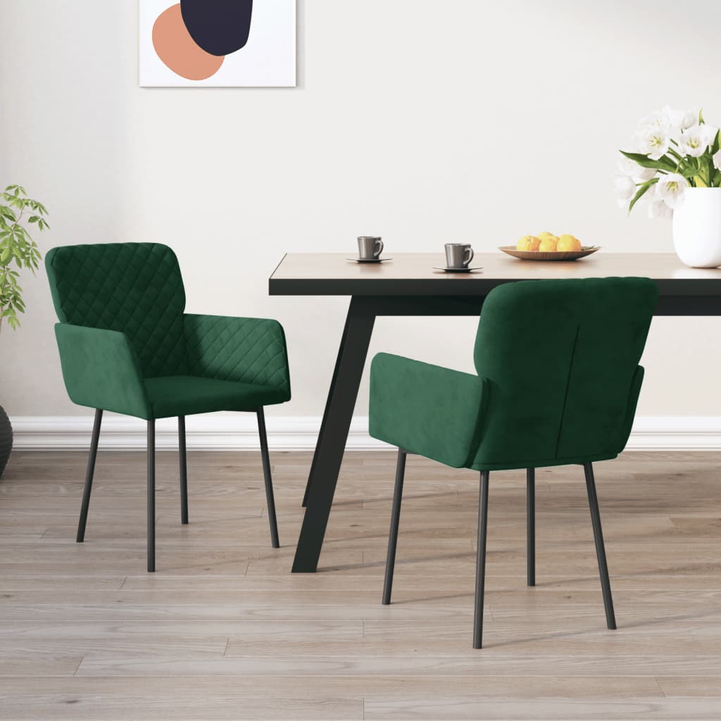 Eetkamerstoelen Fluweel Donkergroen
