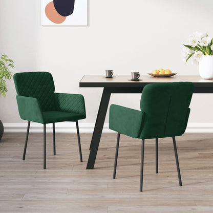Eetkamerstoelen Fluweel Donkergroen