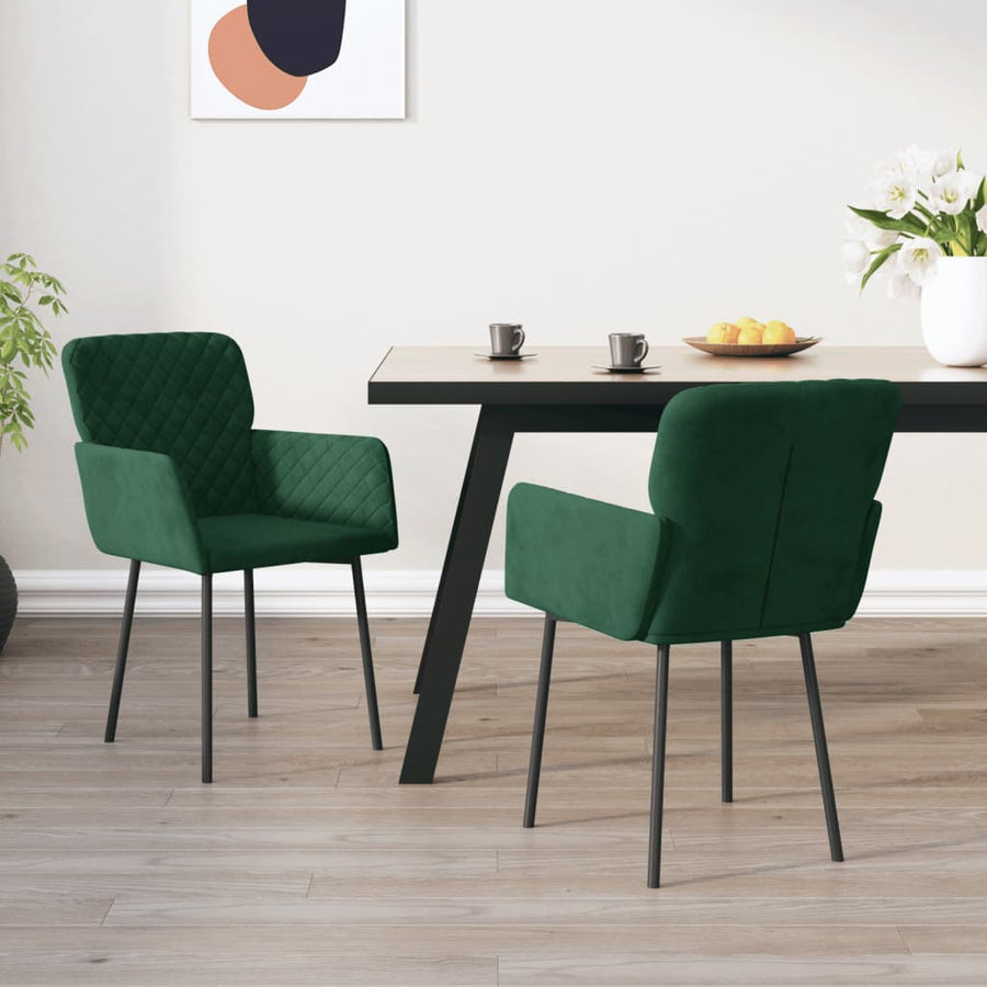 Eetkamerstoelen Fluweel Donkergroen