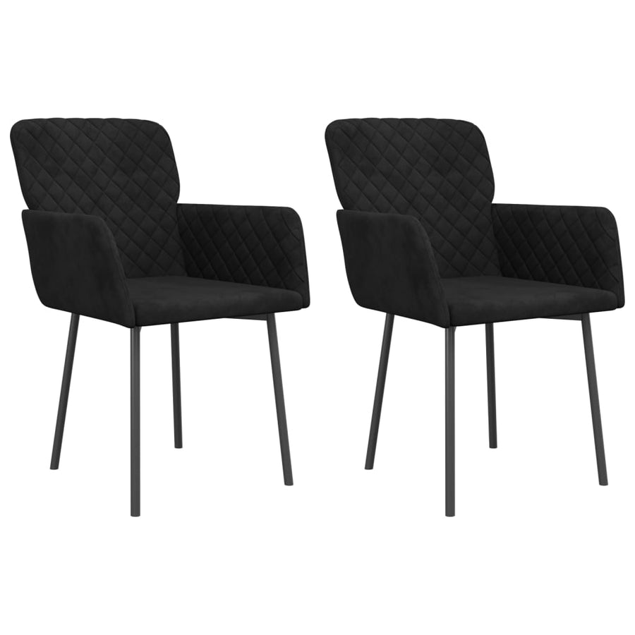 Eetkamerstoelen 2 st fluweel zwart Zwart