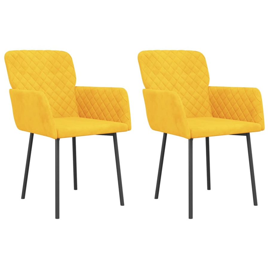 Eetkamerstoelen 2 st fluweel geel Geel