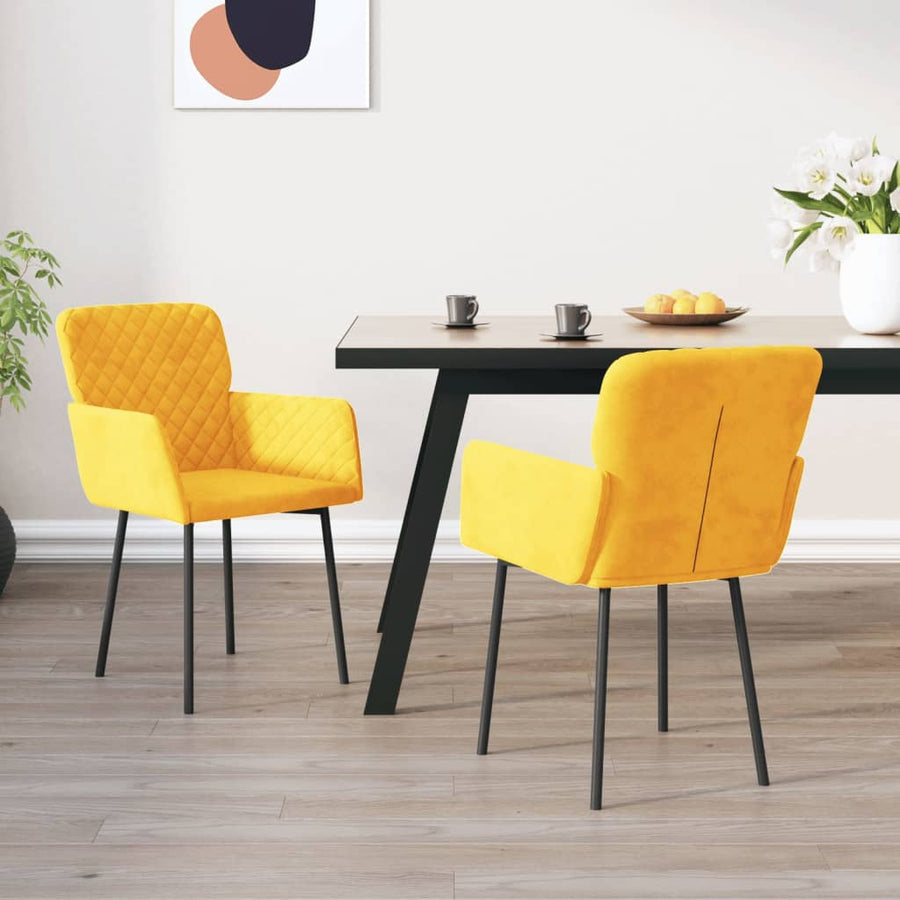Eetkamerstoelen 2 st fluweel geel Geel