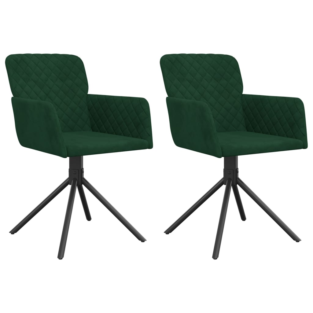 Eetkamerstoelen Draaibaar Fluweel Donkergroen