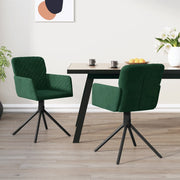 Eetkamerstoelen draaibaar 2 st donkergroen fluweel