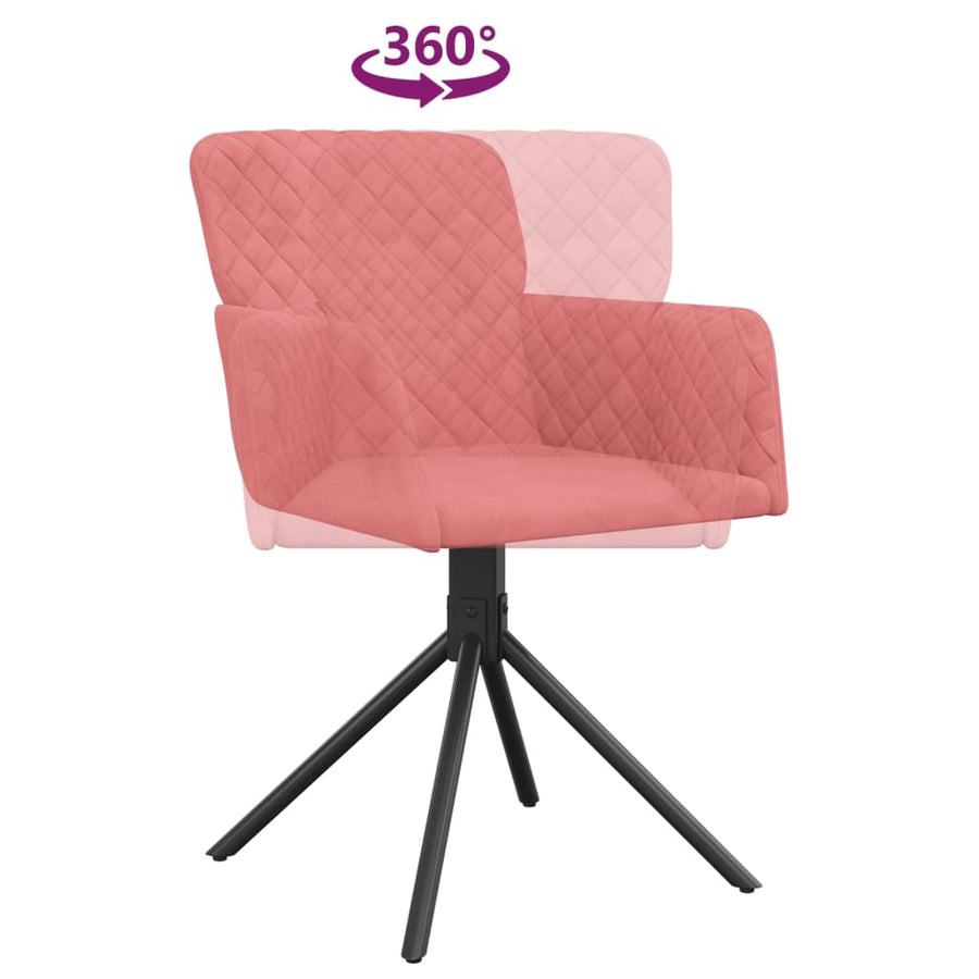 Eetkamerstoelen Draaibaar Fluweel Roze