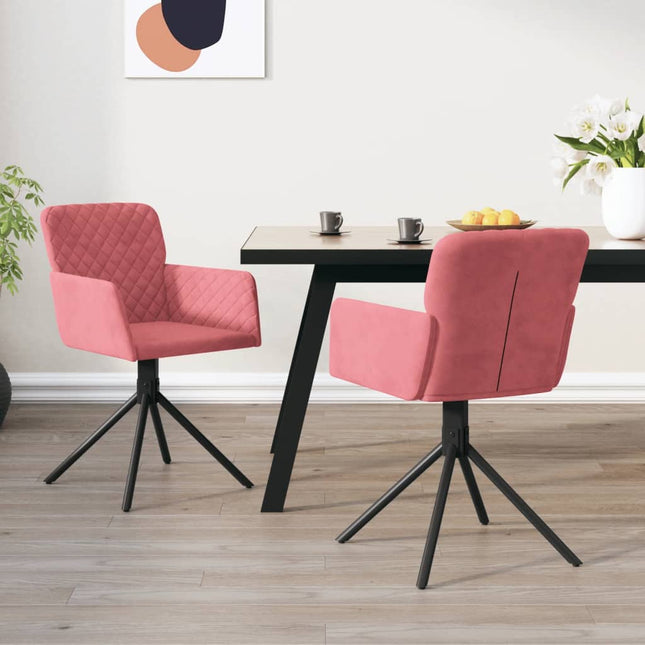 Eetkamerstoelen Draaibaar Fluweel Roze