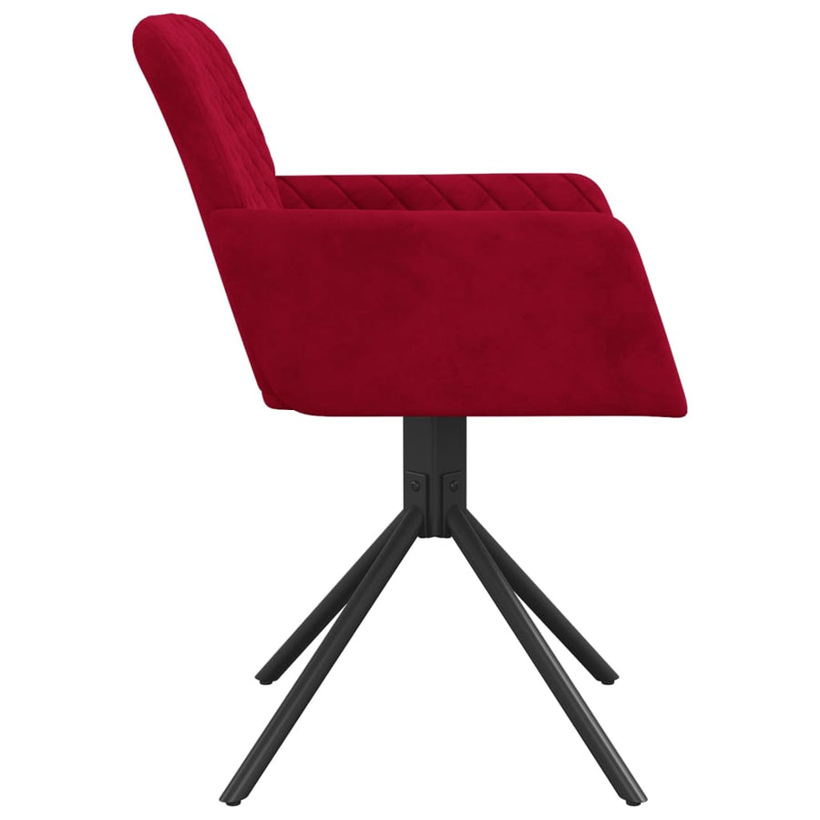 Eetkamerstoelen Draaibaar Fluweel Wijnrood