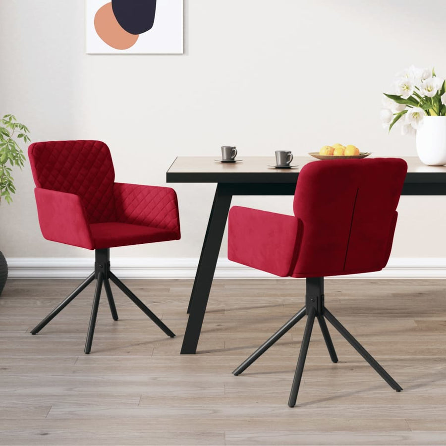 Eetkamerstoelen Draaibaar Fluweel Wijnrood