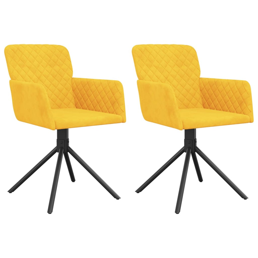 Eetkamerstoelen Draaibaar Fluweel Geel