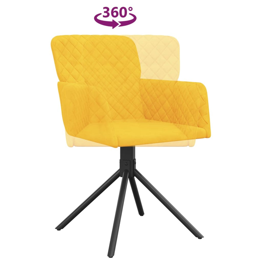 Eetkamerstoelen Draaibaar Fluweel Geel