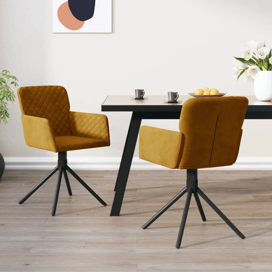 Eetkamerstoelen Draaibaar Fluweel Bruin
