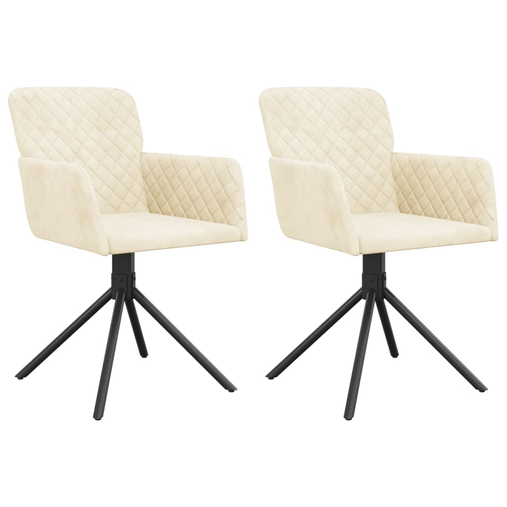 Eetkamerstoelen Draaibaar Fluweel Kleurig Crème