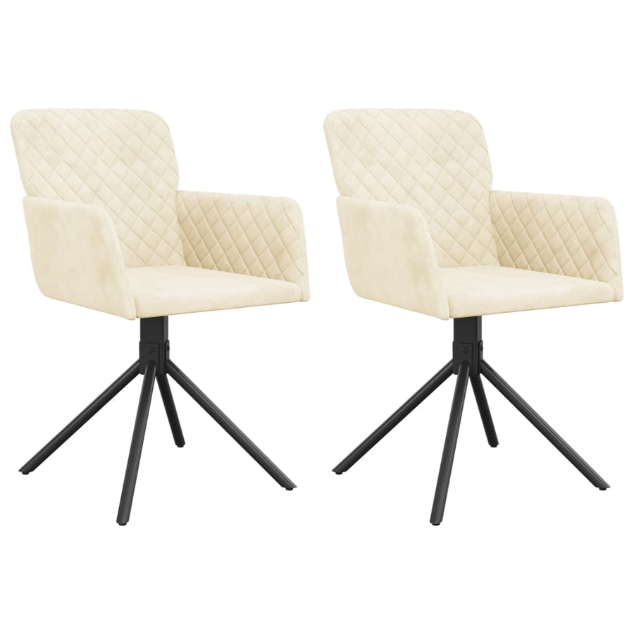 Eetkamerstoelen Draaibaar Fluweel Kleurig Crème